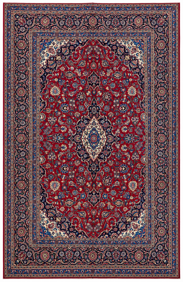 10x14 Red Floral Medallion Vintage Kashan Hand-Knotted Wool Rug – Collector’s Piece