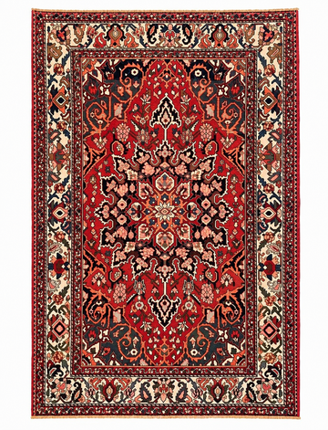 7x9 Red Floral Vintage Turkish Hand-Knotted Wool Rug