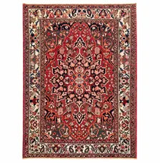 Red Floral Vintage Turkish Hand-Knotted Wool Rug