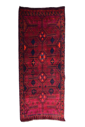5X10 Handmade Vintage Turkish Area Rug – Geometric Red