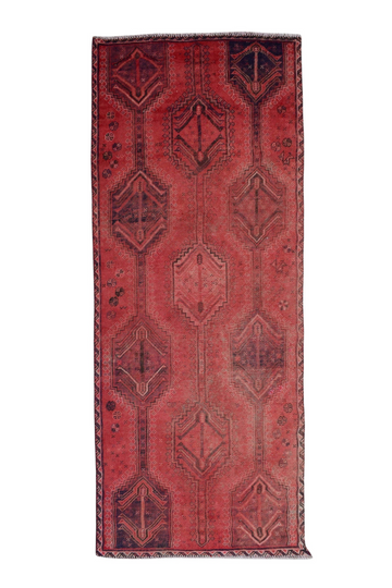 4X9 Handmade Vintage Turkish Area Rug – Geometric Red