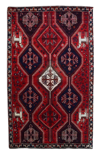 7X9 Handmade Vintage Turkish Area Rug – Geometric Red