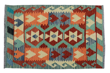3X5 Turkish Vintage Kilim Rug | Handmade Wool Area Rug | Handwoven Artistic Carpet for Living Room, Bedroom, Kitchen KLM106