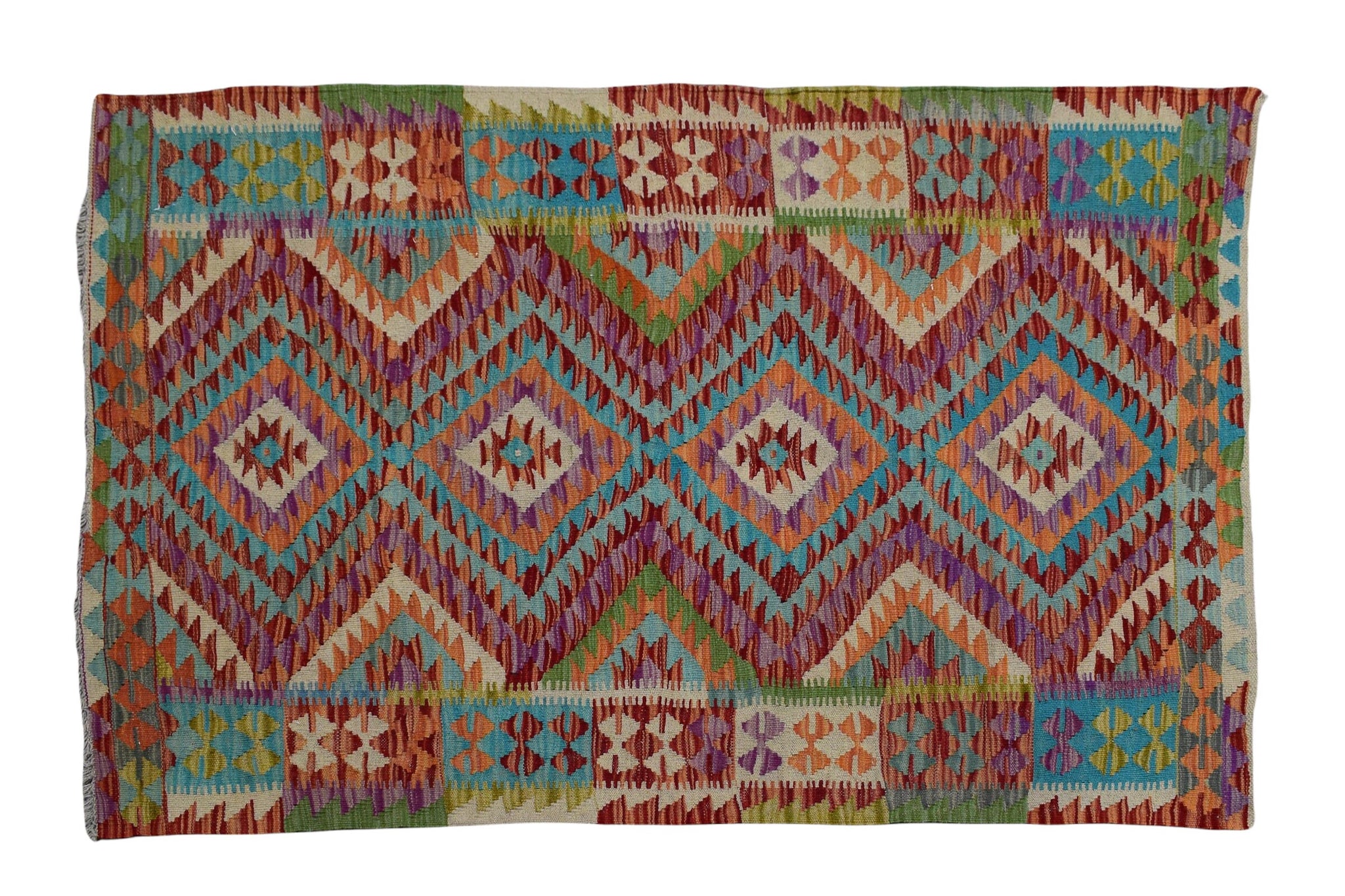 3X5 Turkish Vintage Kilim Rug | Handmade Wool Area Rug | Handwoven Artistic Carpet for Living Room, Bedroom, Kitchen KLM18