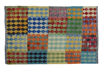 4X6 Turkish Vintage Kilim Rug | Handmade Wool Area Rug | Handwoven Artistic Carpet for Living Room, Bedroom, Kitchen KLM112