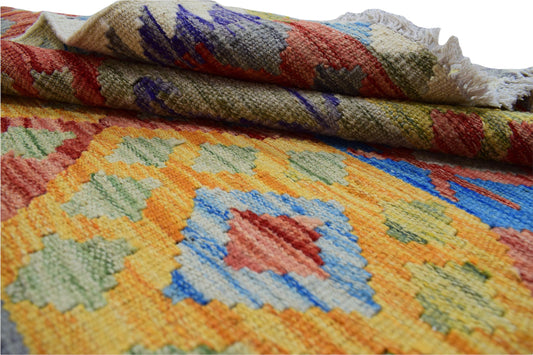 3X5 Turkish Vintage Kilim Rug | Handmade Wool Area Rug | Handwoven Artistic Carpet for Living Room, Bedroom, Kitchen (3.41 x 4.76 ft)