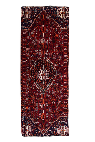 4X8 Handmade Vintage Turkish Area Rug – Geometric Red