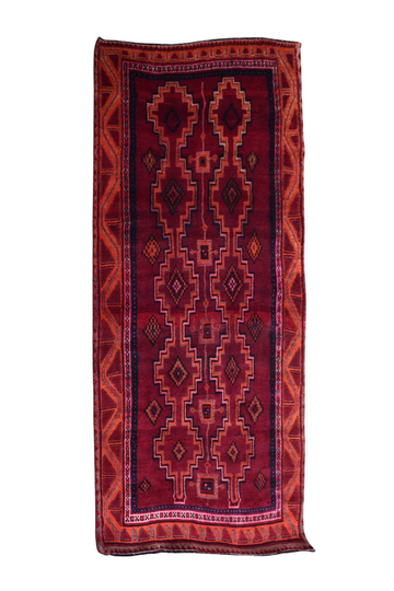 5X10 Handmade Vintage Turkish Area Rug – Geometric Red