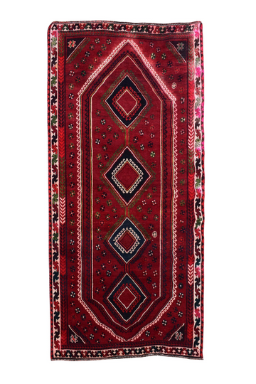 5X9 Handmade Vintage Turkish Area Rug – Geometric Red