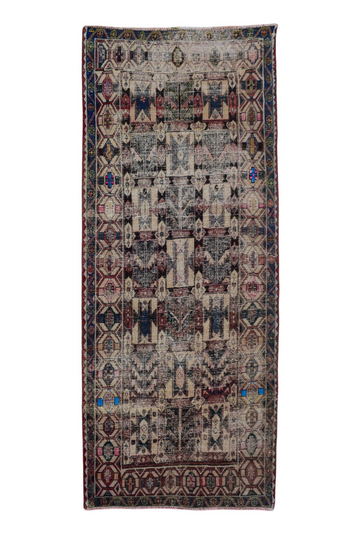 5X9 Handmade Vintage Turkish Area Rug – Abstract Grey