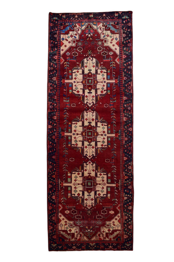 5X13 Handmade Vintage Turkish Area Rug – Geometric Red