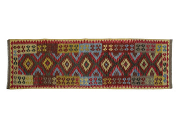 3X10 Turkish Vintage Kilim Rug | Handmade Wool Runner Rug | Handwoven Artistic Carpet for Living Room, Bedroom, Kitchen (2.49 x 9.58 ft)