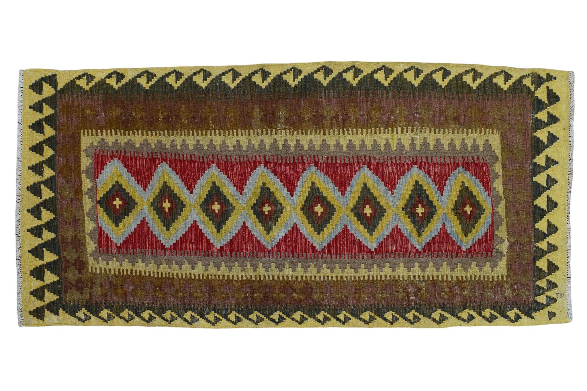 3X7 Turkish Vintage Kilim Rug | Handmade Wool Runner Rug | Handwoven Artistic Carpet for Living Room, Bedroom, Kitchen KLM109