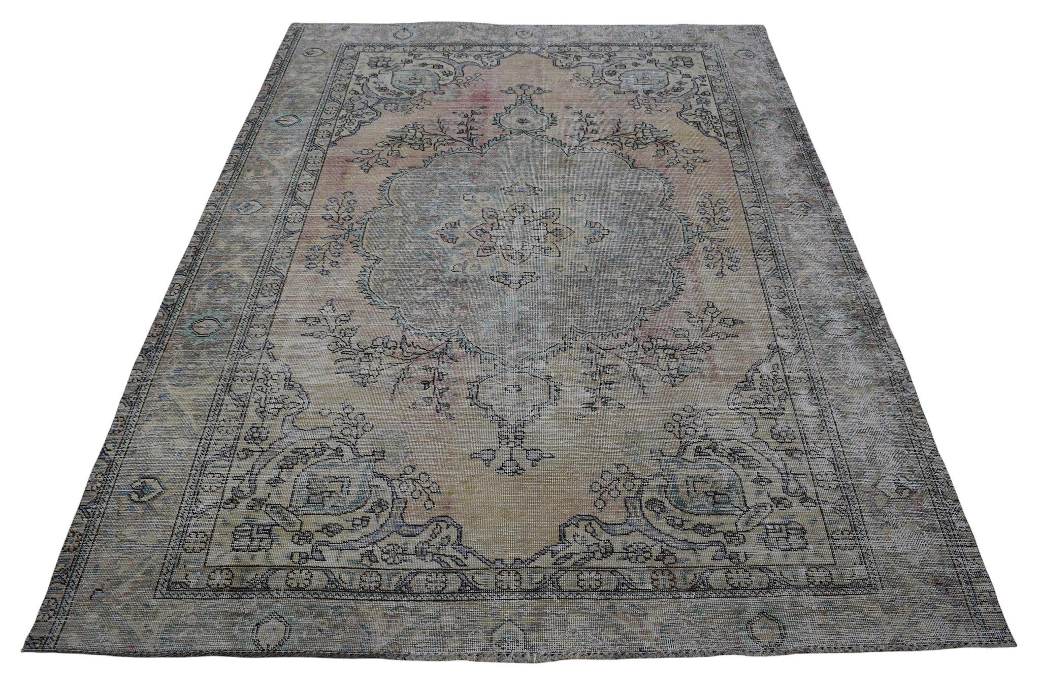 6x9 Vintage Oushak Rug | Hand-Knotted Antique Medium Area Rug | Handwoven Turkish Wool Carpet for Bedroom, Living Room - TFD101