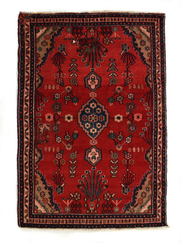 3X6 Handmade Vintage Turkish Runner Rug – Geometric Red