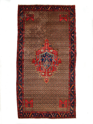 5X10 Handmade Vintage Turkish Area Rug – Bordered Brown