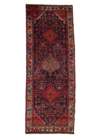 4X12 Handmade Vintage Turkish Area Rug – Geometric Red