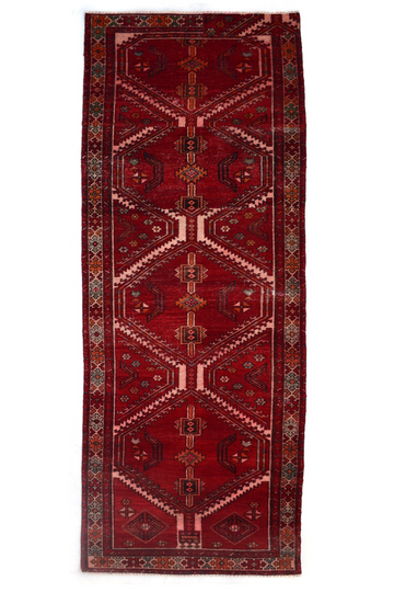 3X13 Handmade Vintage Turkish Runner Rug – Geometric Red