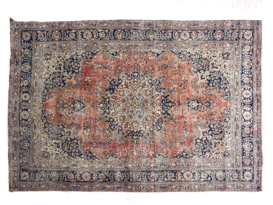 8x11 Vintage Oushak Rug | Hand-Knotted Antique Large Area Rug | Handwoven Turkish Wool Carpet for Bedroom, Living Room - TFD347