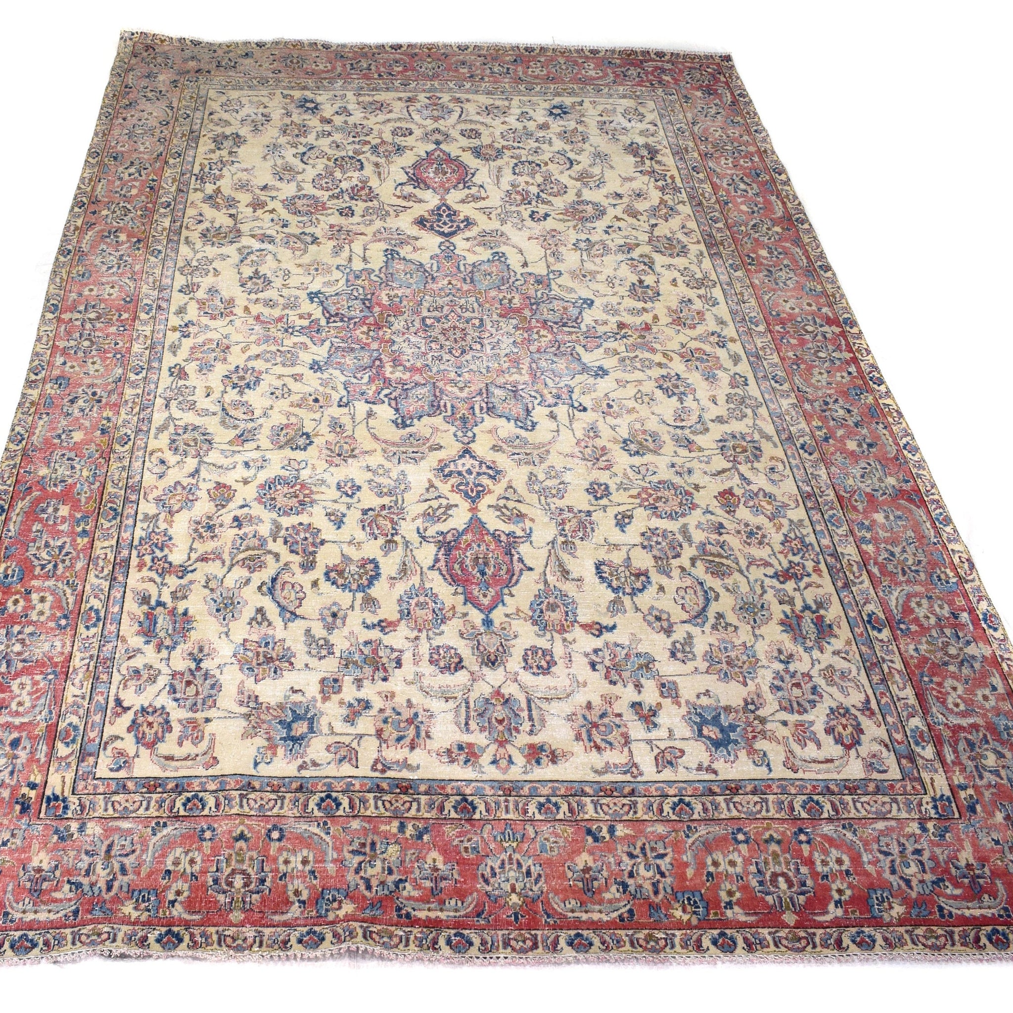9x12 Vintage Oushak Rug | Hand-Knotted Antique Large Area Rug | Handwoven Turkish Wool Carpet for Bedroom, Living Room - TFD350