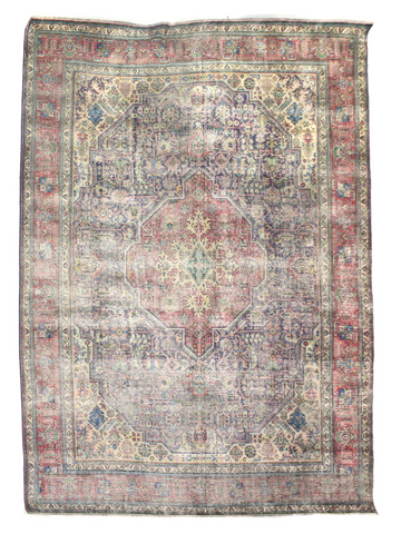 9X12 Handmade Vintage Turkish Oushak Area Rug – Grey Floral Medallion