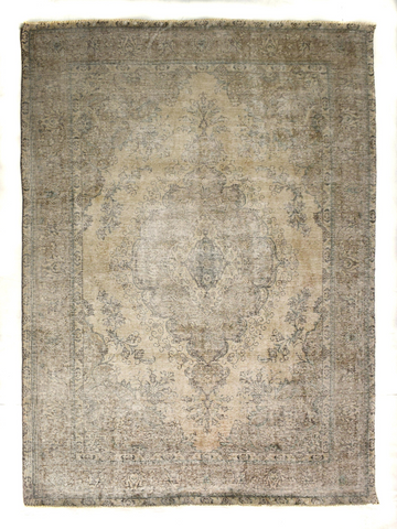 8X11 Handmade Vintage Turkish Oushak Area Rug – Grey Floral Medallion
