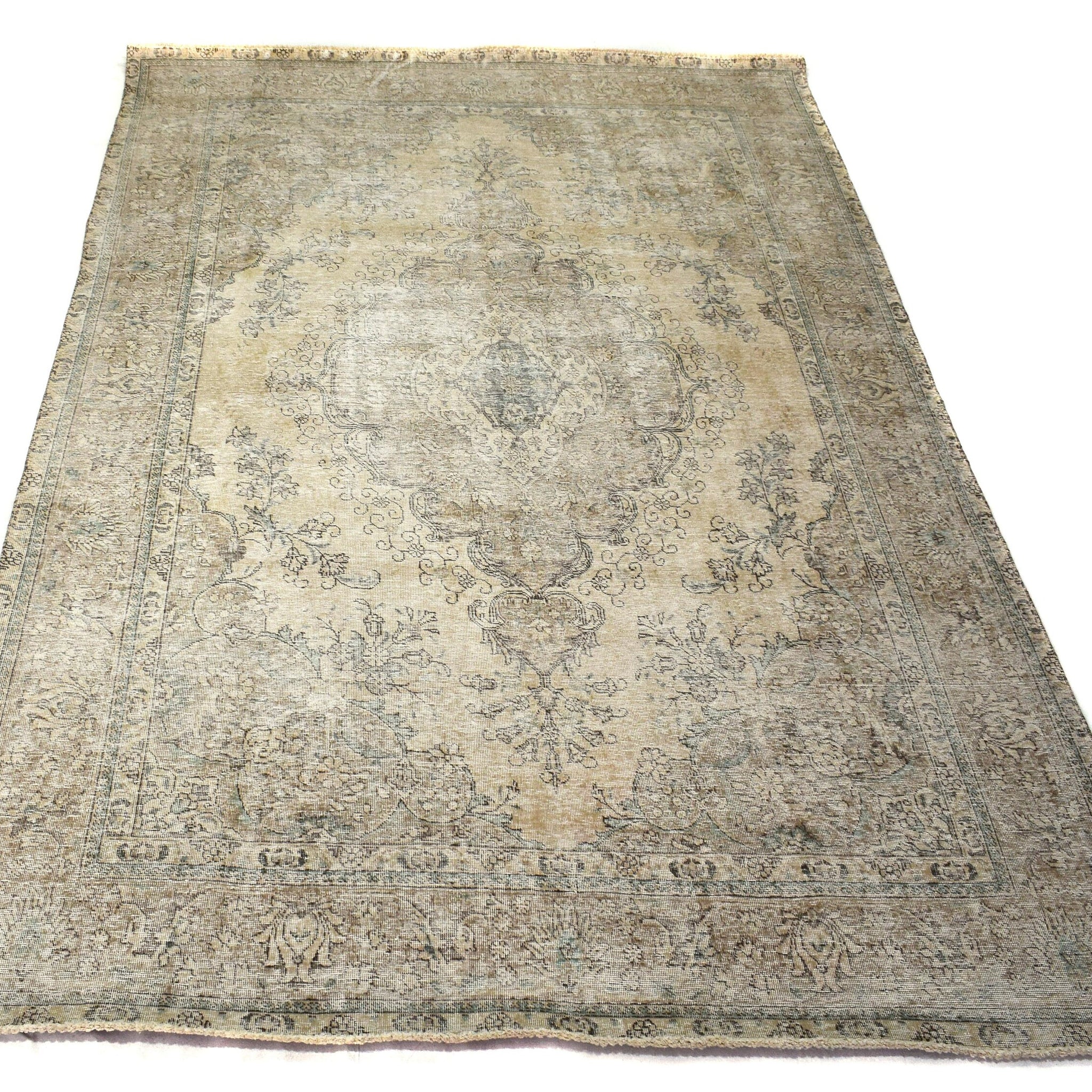 8x11 Vintage Oushak Rug | Hand-Knotted Antique Large Area Rug | Handwoven Turkish Wool Carpet for Bedroom, Living Room - TWW345