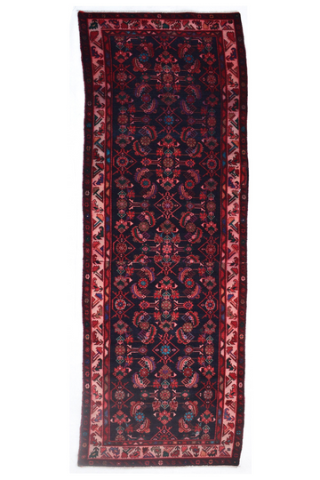 3X13 Handmade Vintage Turkish Runner Rug – Geometric Maroon