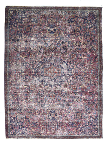 7X10 Handmade Vintage Turkish Oushak Area Rug – Grey Floral Medallion