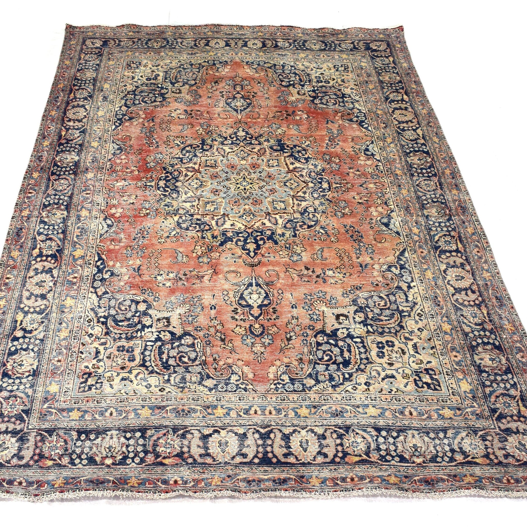 8x11 Vintage Oushak Rug | Hand-Knotted Antique Large Area Rug | Handwoven Turkish Wool Carpet for Bedroom, Living Room - TFD347