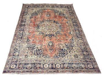 8x11 Vintage Oushak Rug | Hand-Knotted Antique Large Area Rug | Handwoven Turkish Wool Carpet for Bedroom, Living Room - TFD347