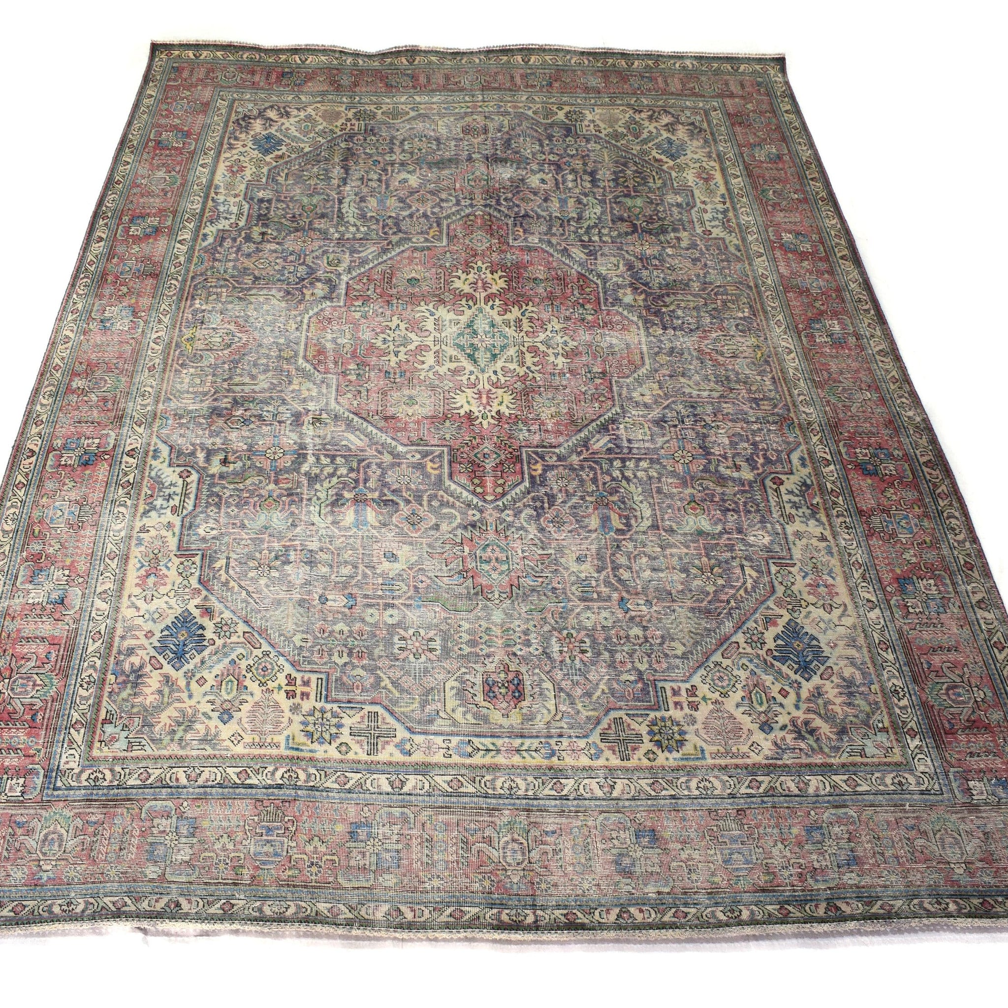 9x12 Vintage Oushak Rug | Hand-Knotted Antique Large Area Rug | Handwoven Turkish Wool Carpet for Bedroom, Living Room - TFD351