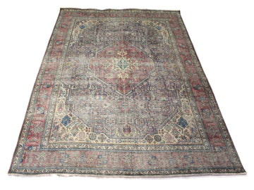 9x12 Vintage Oushak Rug | Hand-Knotted Antique Large Area Rug | Handwoven Turkish Wool Carpet for Bedroom, Living Room - TFD351
