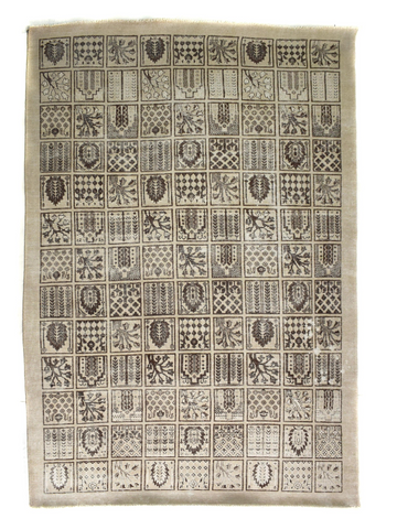 7X11 Handmade Vintage Turkish Oushak Area Rug – Grey Floral Medallion