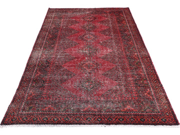 3x6 Handmade Turkish Vintage Tribal Rug | Aztec Blue Animal Fang Borders | Boho Rug, Anatolian Rug | SHR462 | From 1980