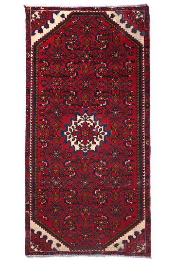 3X6 Handmade Vintage Turkish Runner Rug – Geometric Red