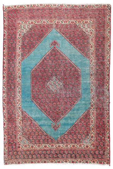 4X6 Handmade Vintage Turkish Accent Rug – Turquoise