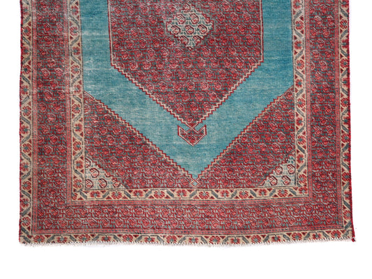 4x6 Handmade Turkish Vintage Tribal Rug | Turquoise Shield With Petite Pomegranate Medallian | Boho Rug, Anatolian Rug | SHR453 | From 1980