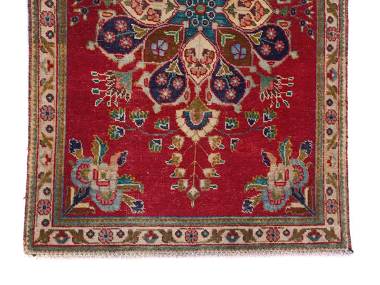 3x5 Handmade Turkish Vintage Tribal Rug | Rebirth Floral Medallion On Ruby Field | Boho Rug, Anatolian Rug | SHR451 | From 1980