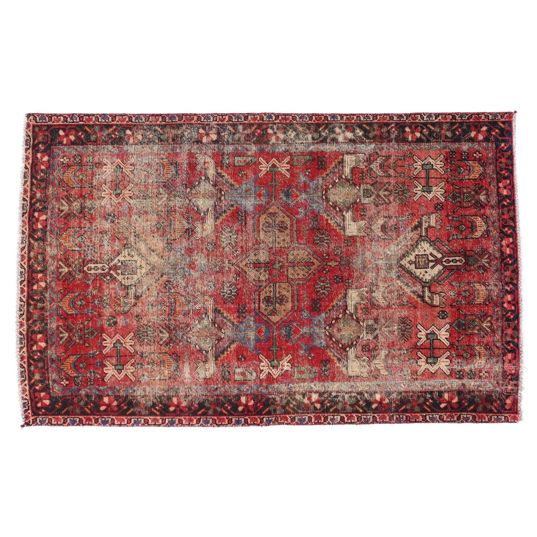 4x7 Handmade Turkish Vintage Tribal Rug | Intricate Garden Of Life Florals On Rust Red Field | Boho Rug Anatolian Rug | SHR445 | From 1980