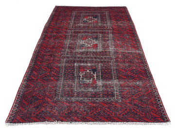 4x7 Handmade Turkish Vintage Tribal Rug | Nomadic Geometric Charm In Brick Red | Boho Rug, Anatolian Rug | SHR444 | From 1980