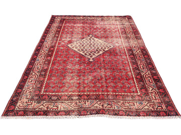 4x6 Handmade Turkish Vintage Tribal Rug | Centered Ivory Diamond Field | Boho Rug, Anatolian Rug | SHR437 | From 1980