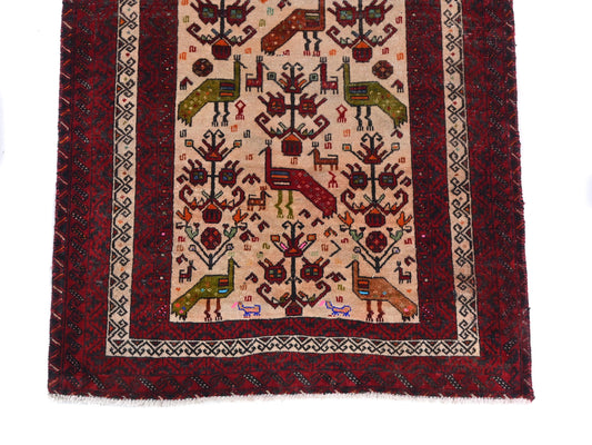 3x6 Handmade Turkish Vintage Tribal Rug | Multicolor Peacock & Tree of Life Symbols | Boho Rug, Antique Anatolian Rug | SHR411 | From 1980