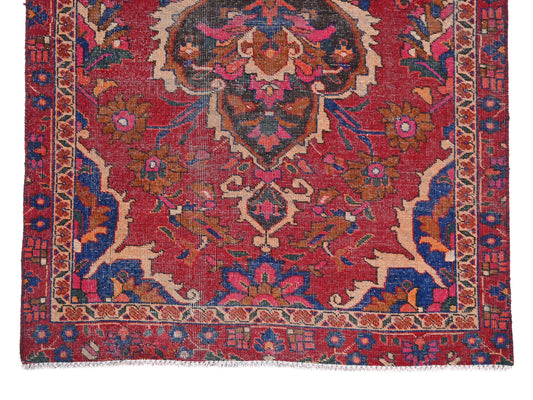 4x7 Handmade Turkish Vintage Tribal Rug | Floral Black-Medallion Garden | Boho Rug, Antique Anatolian Rug | SHR412 | From 1980