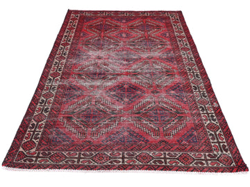 4x6 Handmade Turkish Vintage Tribal Rug | Dark Berry Grid & Strike Symbolism | Boho Rug, Antique Anatolian Rug | SHR421 | From 1980