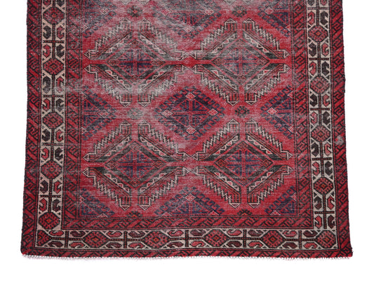 4x6 Handmade Turkish Vintage Tribal Rug | Dark Berry Grid & Strike Symbolism | Boho Rug, Antique Anatolian Rug | SHR421 | From 1980