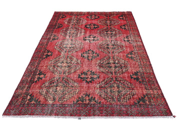 4x6 Handmade Turkish Vintage Tribal Rug | Black Wheat Medallions on Rose Field | Boho Rug, Antique Anatolian Rug | SHR-423 | From 1980