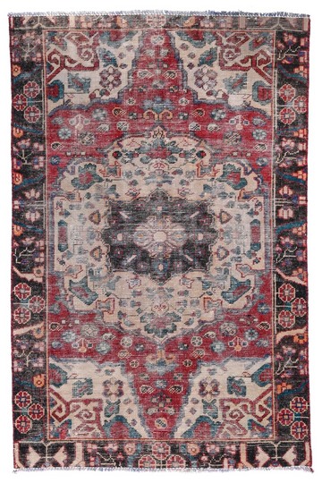 4X6 Handmade Vintage Turkish Accent Rug – Floral Pink