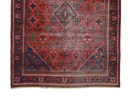 4x6 Handmade Turkish Vintage Tribal Rug | Rich Red Field With Indigo Corners | Boho Rug, Antique Anatolian Rug  | SHR-446 | From 1980