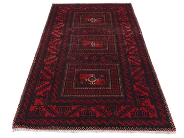 3x6 Handmade Turkish Vintage Tribal Rug | Deep Crimson Geometric Sanctuary | Boho Rug, Antique Anatolian Rug | SHR475 | From 1970